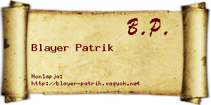 Blayer Patrik névjegykártya